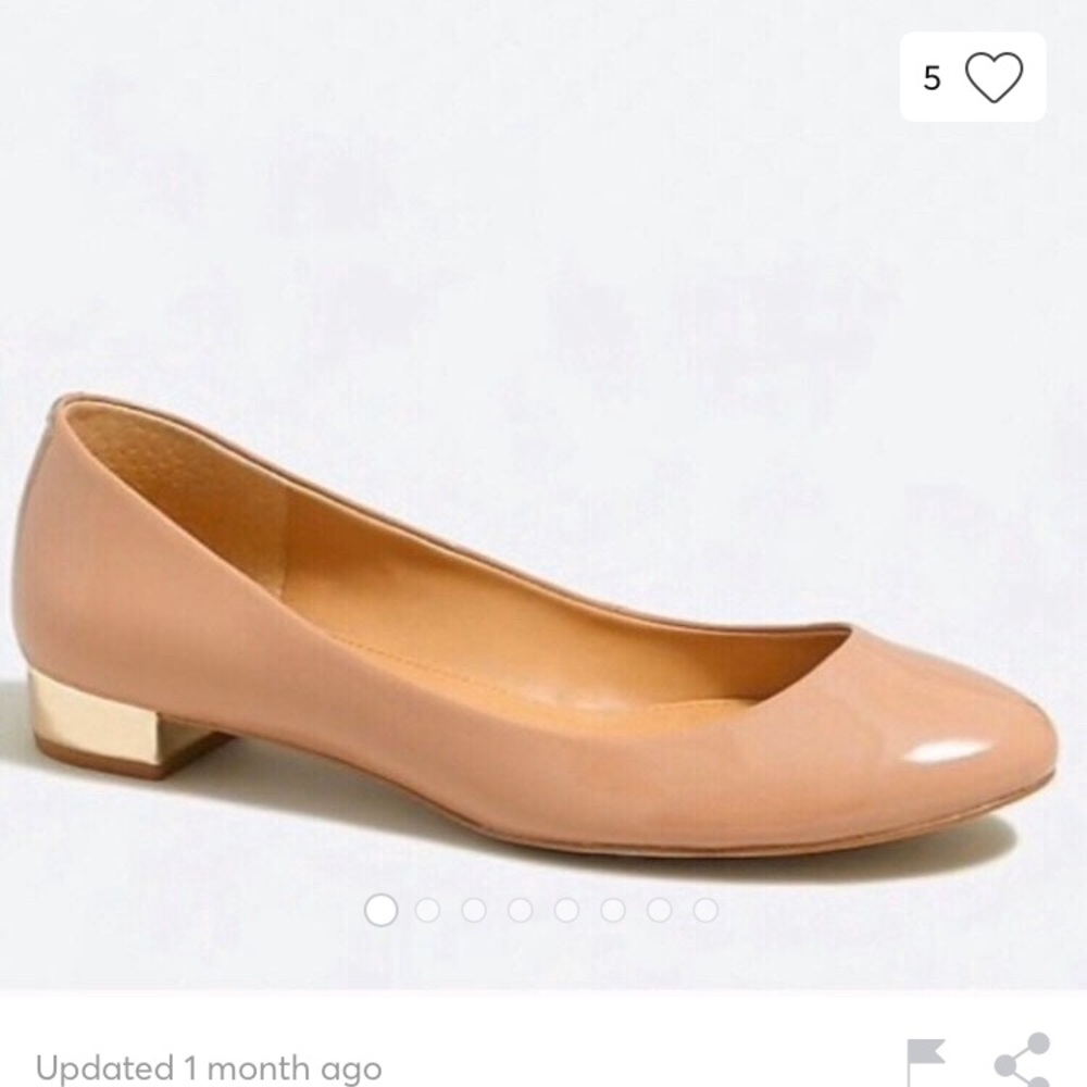 J. Crew Lily Metallic Heel Patent Ballet Flats